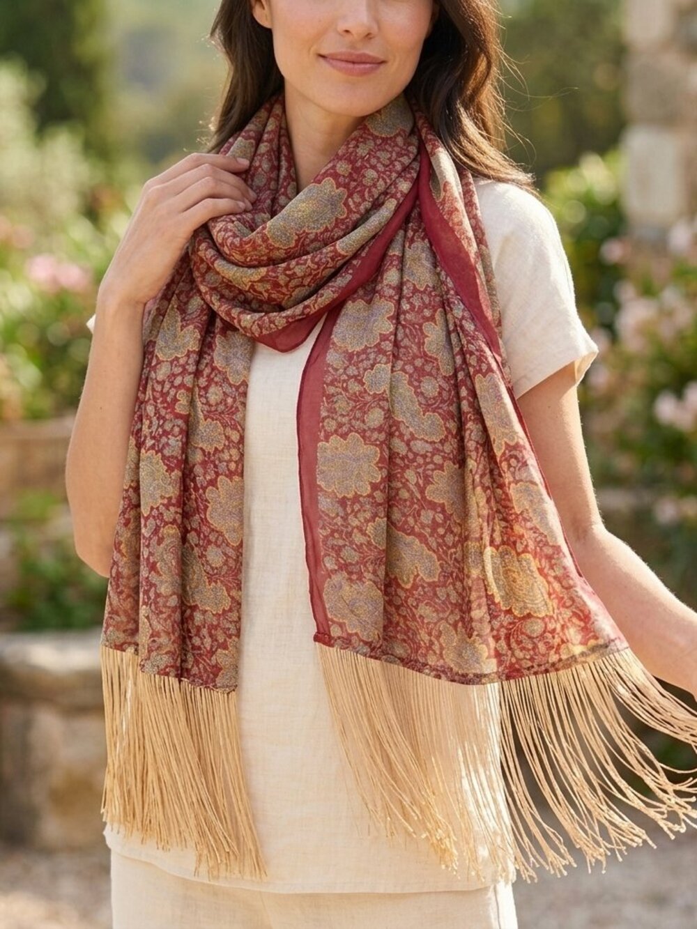 ⭐️ 5 for 20$! ⭐️ Pretty Paisley Scarf with Fringe (21" x 56")